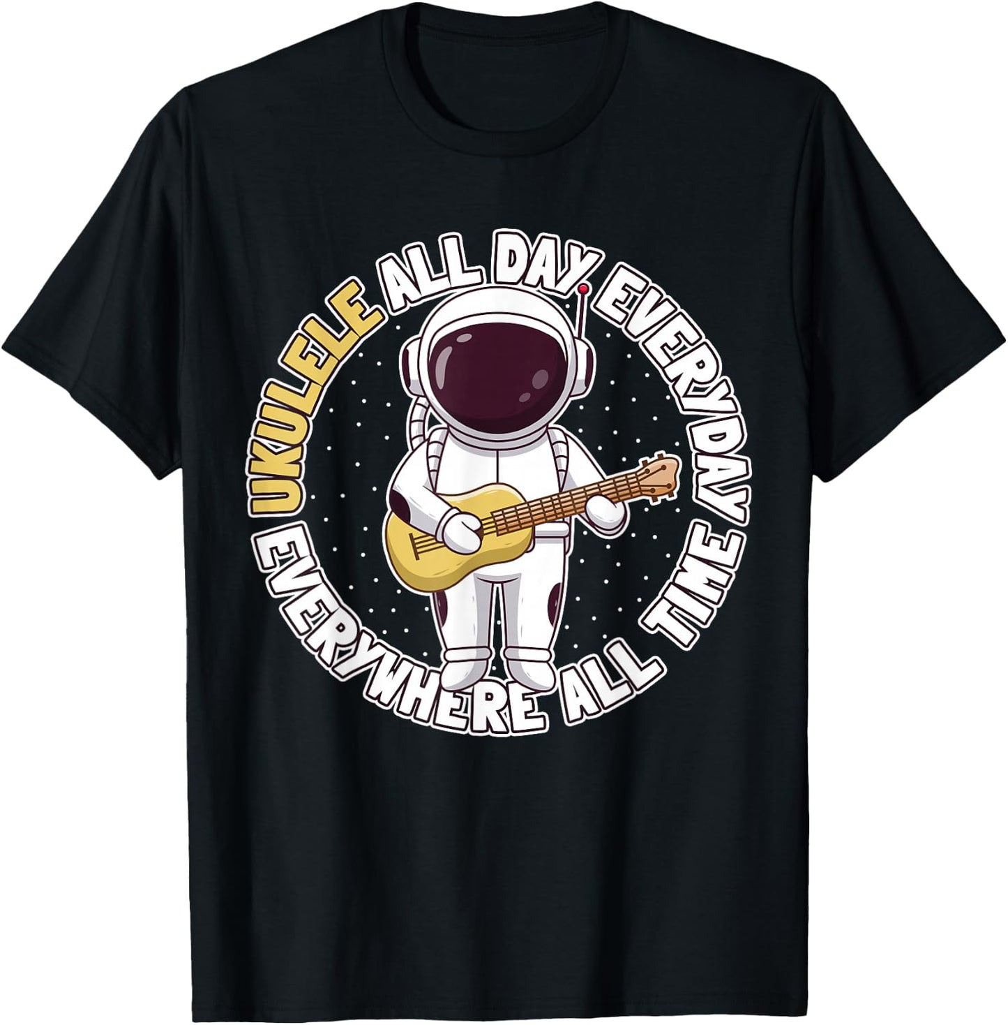 Ukulele Player Astronaut Ukulele T-Shirt - T-Shirt | Black