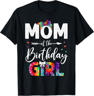 mb Mom Of The Birthday Girl Mama Mother And Daughter Tie Dye T-Shirt - T-Shirt | Black