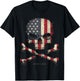 SKULL CROSSBONES UNITED STATES Flag Skeleton American Heart T-Shirt - T-Shirt | Black
