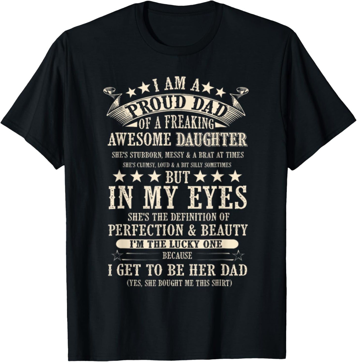 I Am A Proud Dad Of Freaking Awesome Daughter Father's Day T-Shirt - T-Shirt | Black