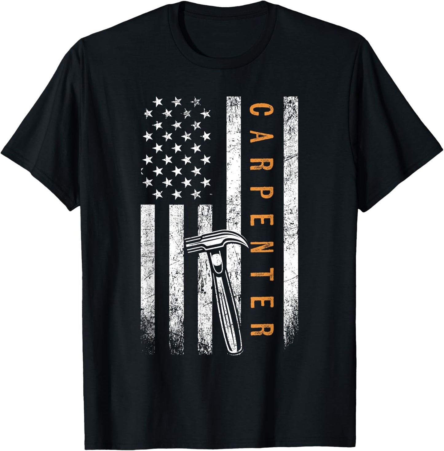 Carpenter American Flag Design Woodworking Carpentry T-Shirt - T-Shirt | Black