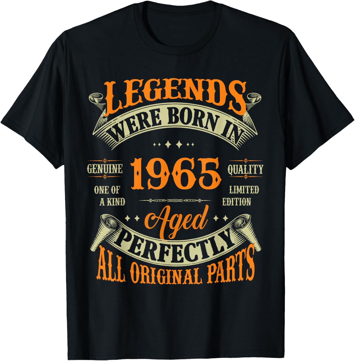 60th Birthday Vintage Legends Born in 1965 60 Years Old T-Shirt - T-Shirt | Black