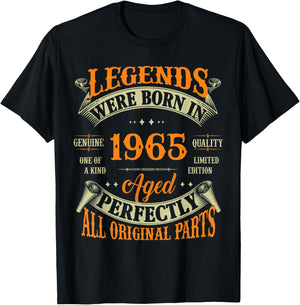60th Birthday Vintage Legends Born in 1965 60 Years Old T-Shirt - T-Shirt | Black