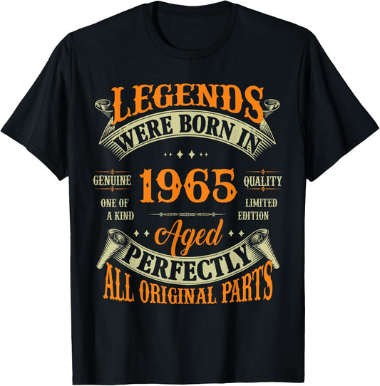 60th Birthday Vintage Legends Born in 1965 60 Years Old T-Shirt - T-Shirt | Black