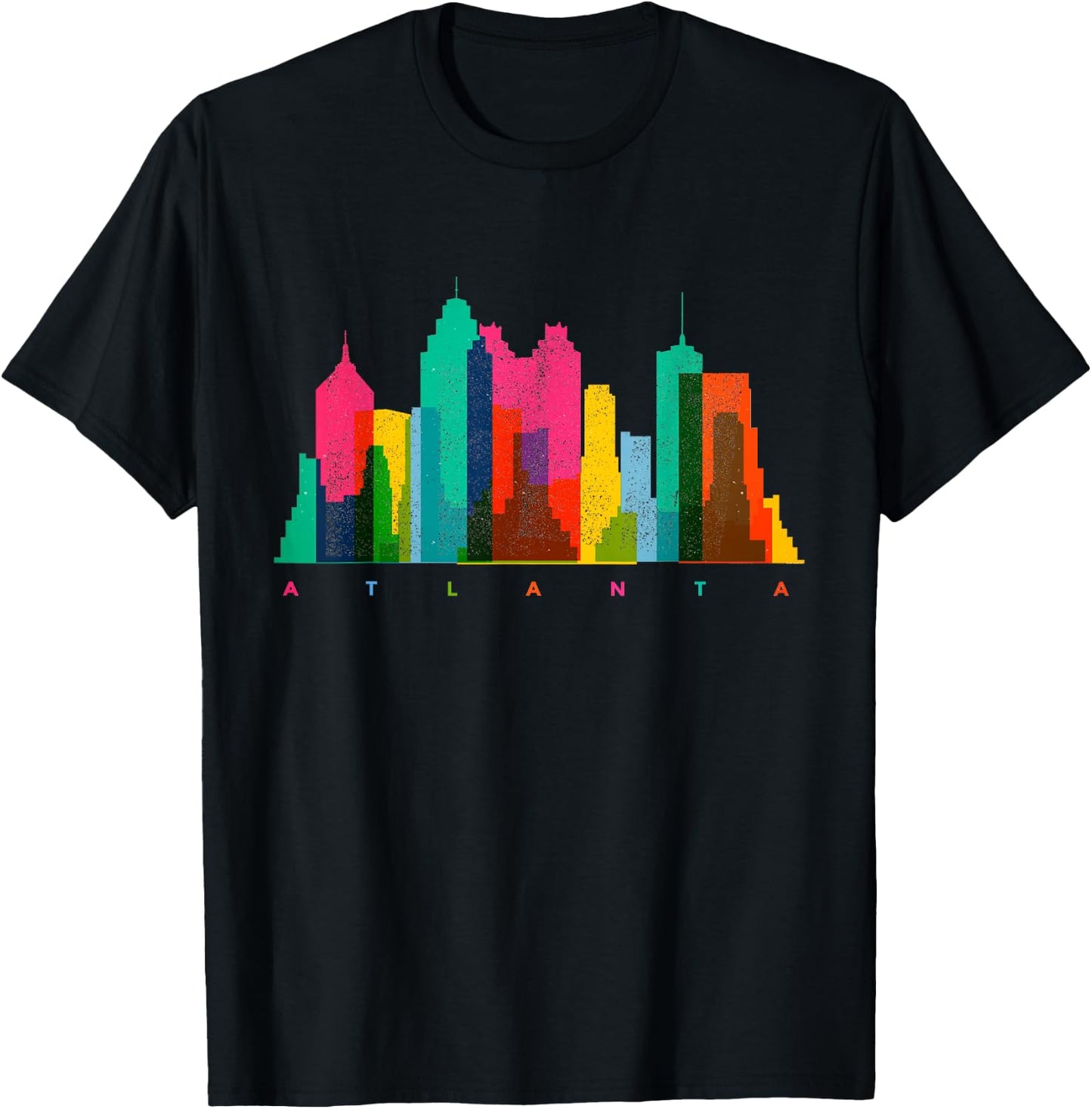 Atlanta Skyline Georgia Colourful Vintage Atlanta T-Shirt - T-Shirt | Black