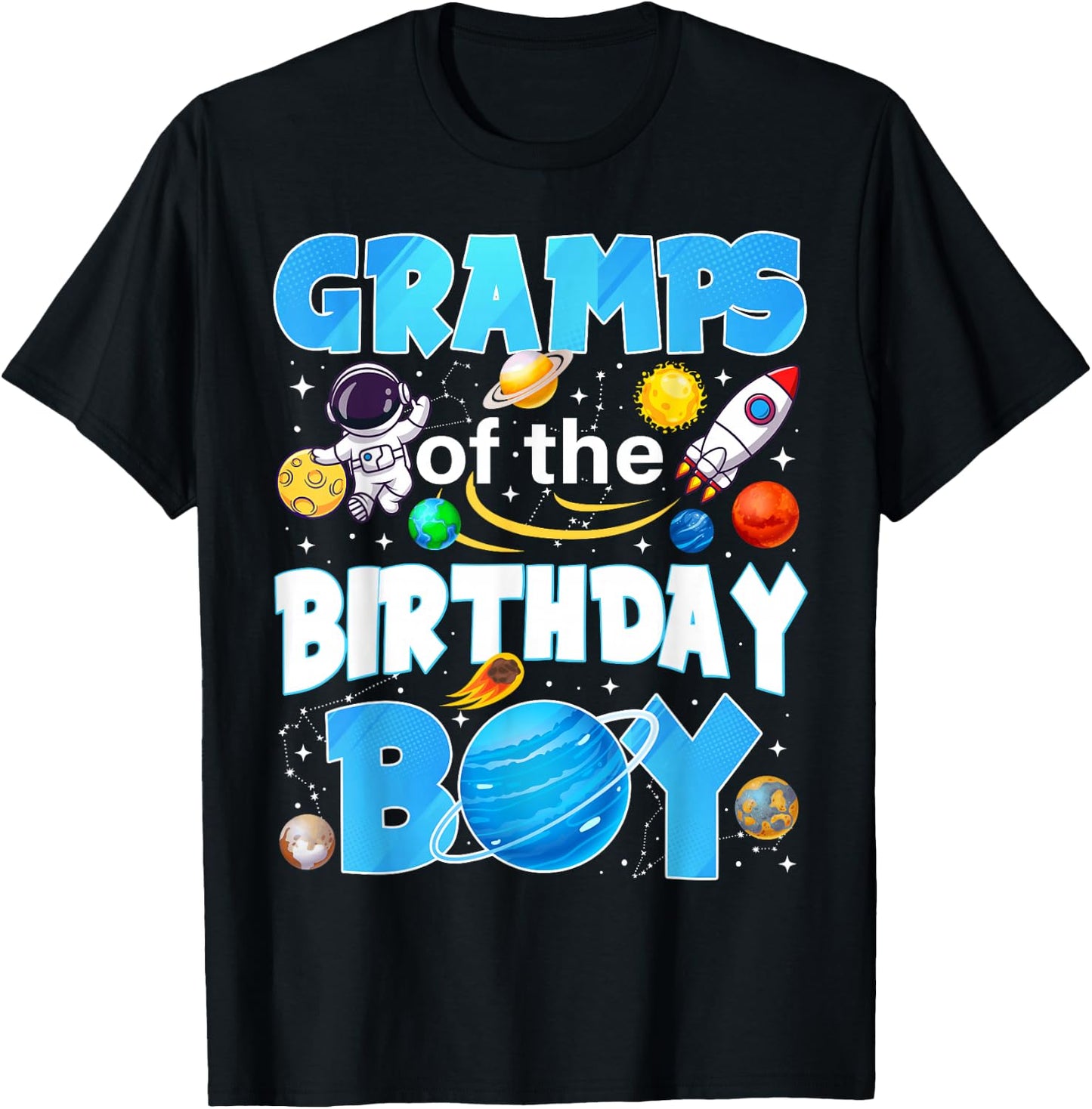 Gramps of The Birthday Boy Astronaut Space Planets T-Shirt - T-Shirt | Black