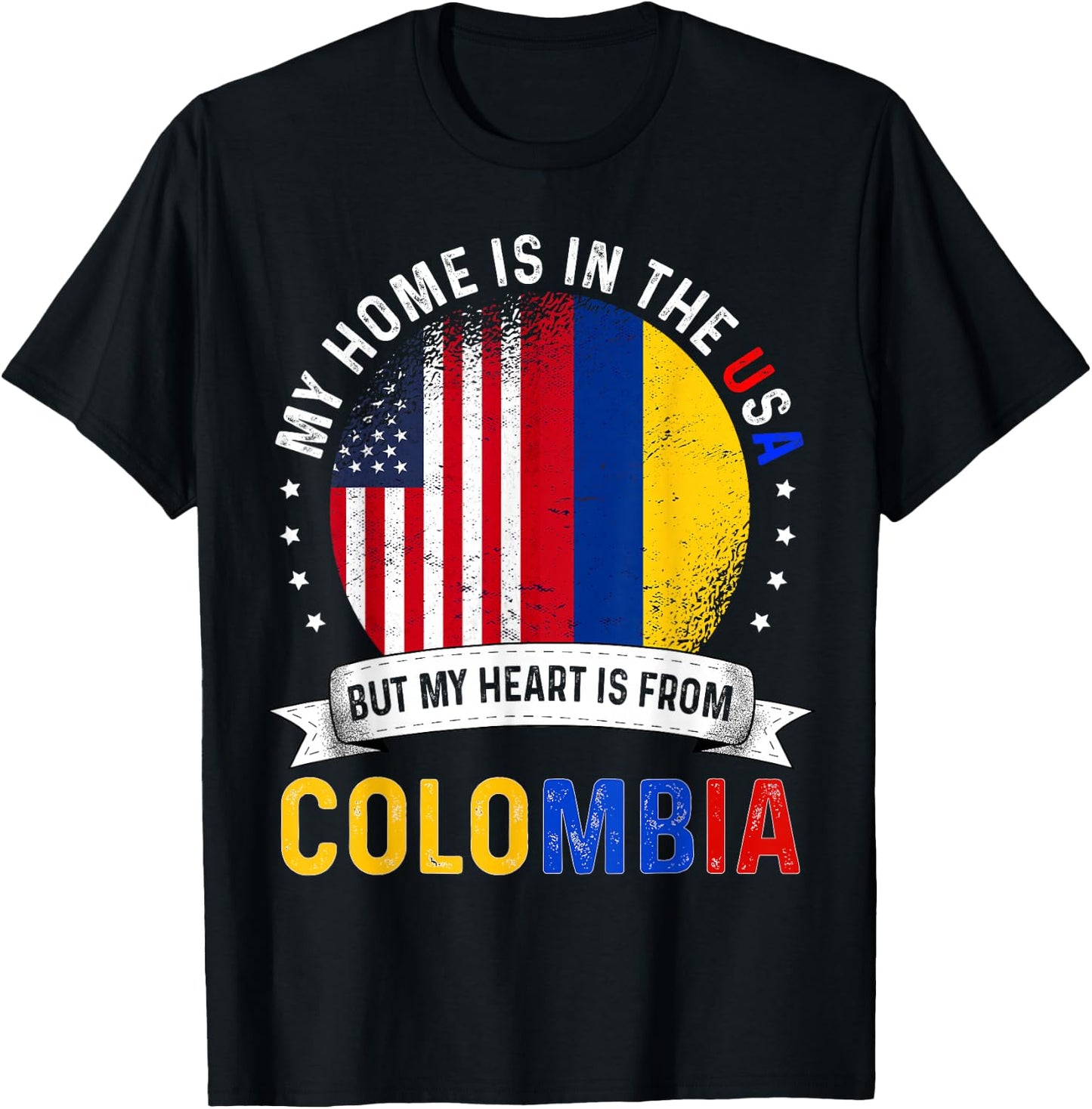 Colombian American Patriot Heart is from Colombia Flag Small T-Shirt - T-Shirt | Black