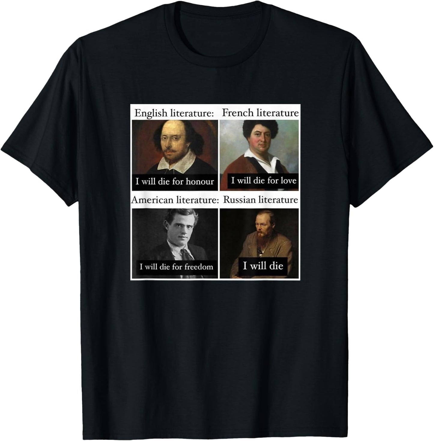 Funny Russian Literature Meme Joke English Teacher Student T-Shirt - T-Shirt | Black