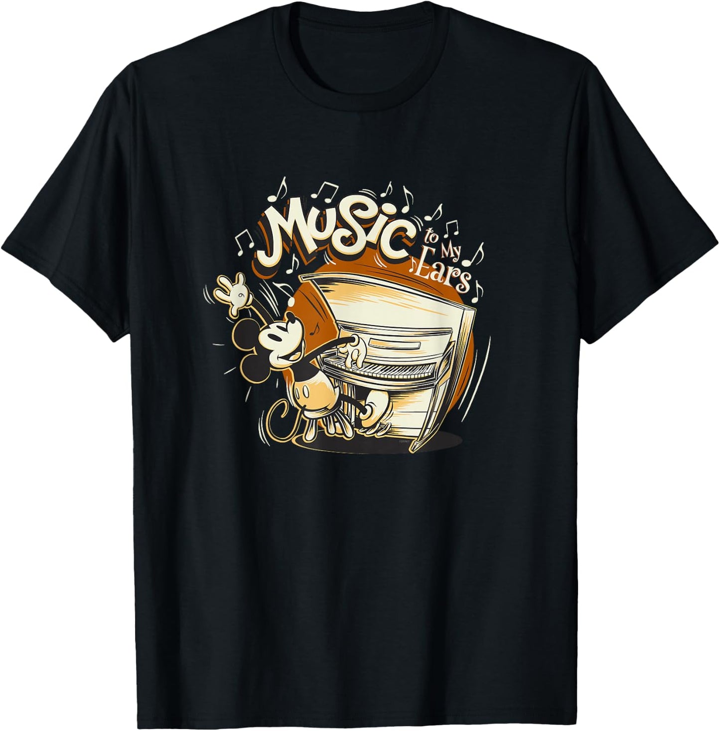 Disney Mickey Mouse Vintage Music To My Ears T-Shirt - T-Shirt | Black