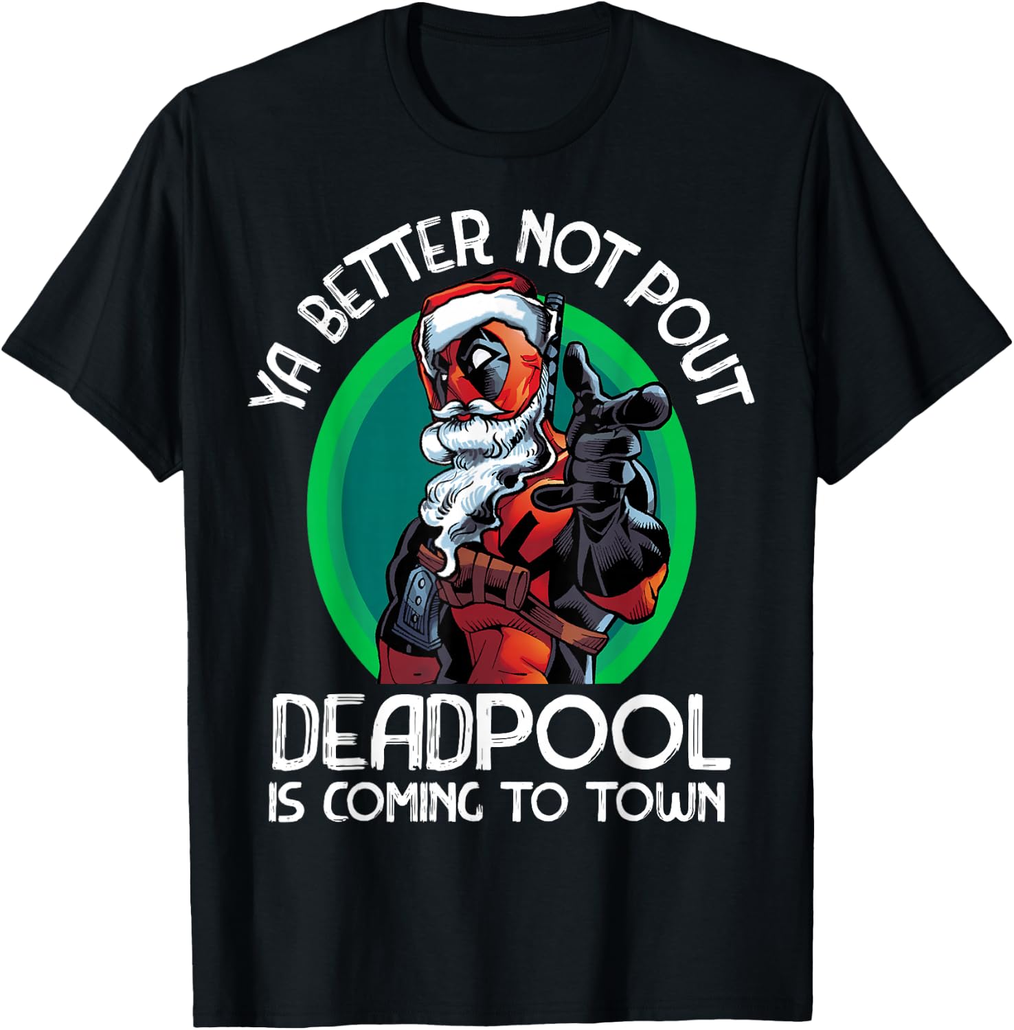 Marvel Deadpool Is Coming To Town Christmas T-Shirt - T-Shirt | Black