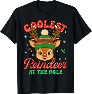 Coolest Reindeer at The Pole North Pole Christmas Boys Kids T-Shirt - T-Shirt | Black