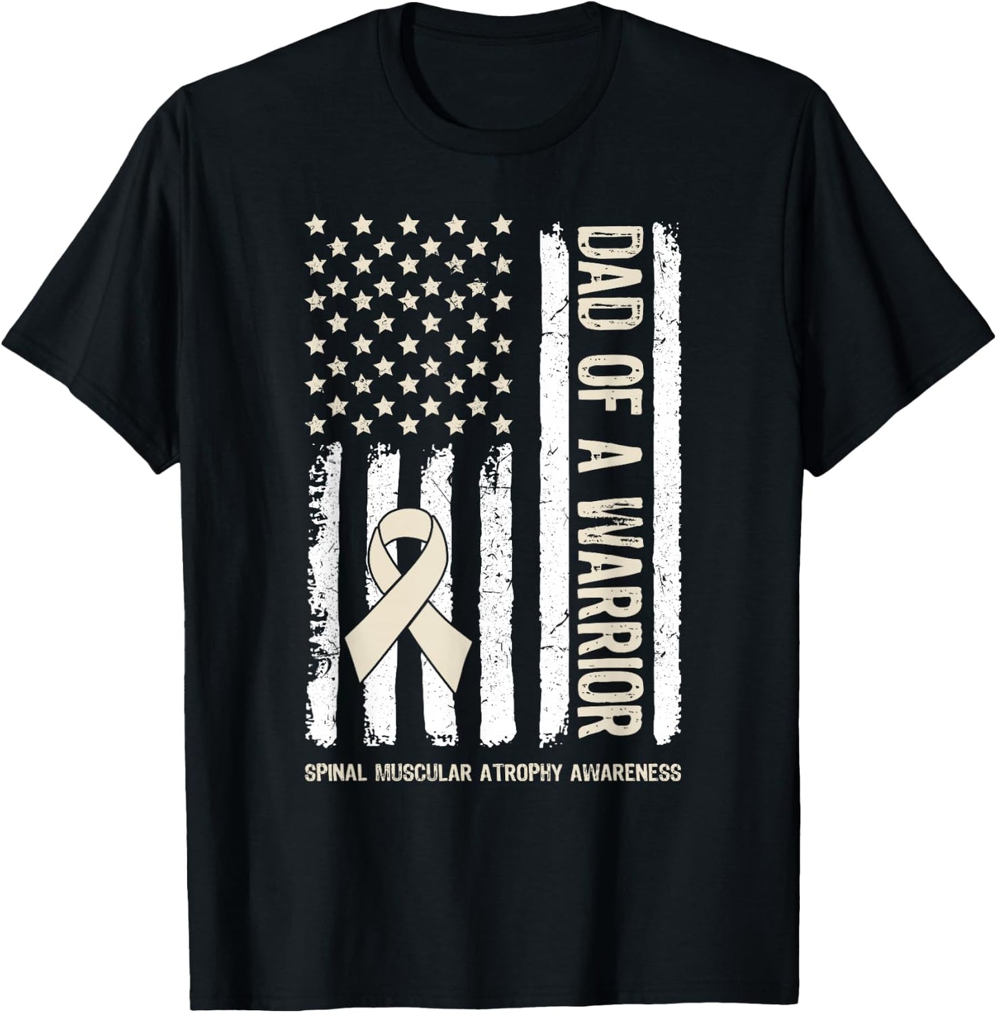 Dad Of A Warrior Spinal Muscular Atrophy SMA Family US Flag T-Shirt - T-Shirt | Black