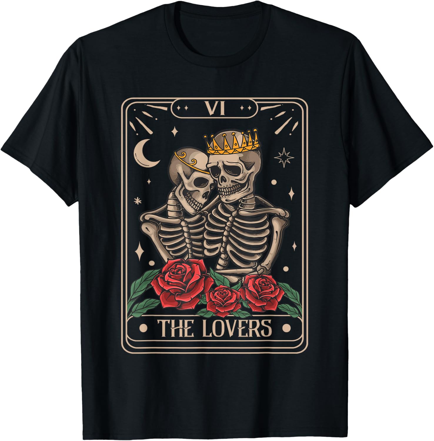 The Lovers Tarot Card Vintage The Lovers Tarot T-Shirt - T-Shirt | Black