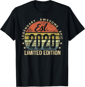 Est 2020 Limited Edition 5th Birthday Gifts 5 Year Old T-Shirt - T-Shirt | Black