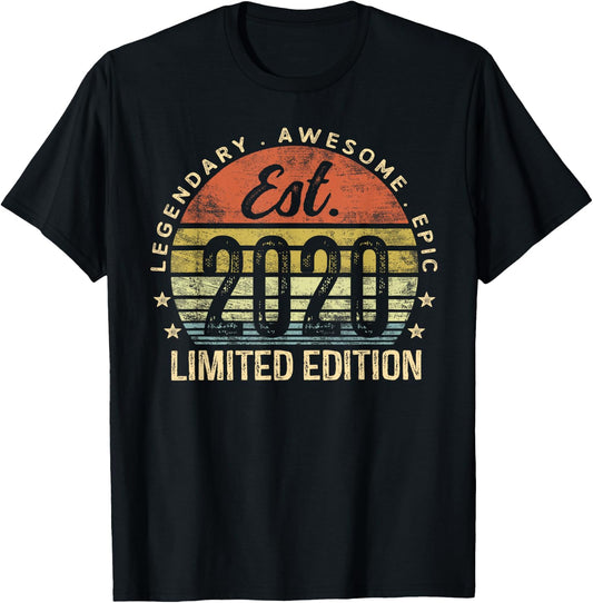 Est 2020 Limited Edition 5th Birthday Gifts 5 Year Old T-Shirt - T-Shirt | Black