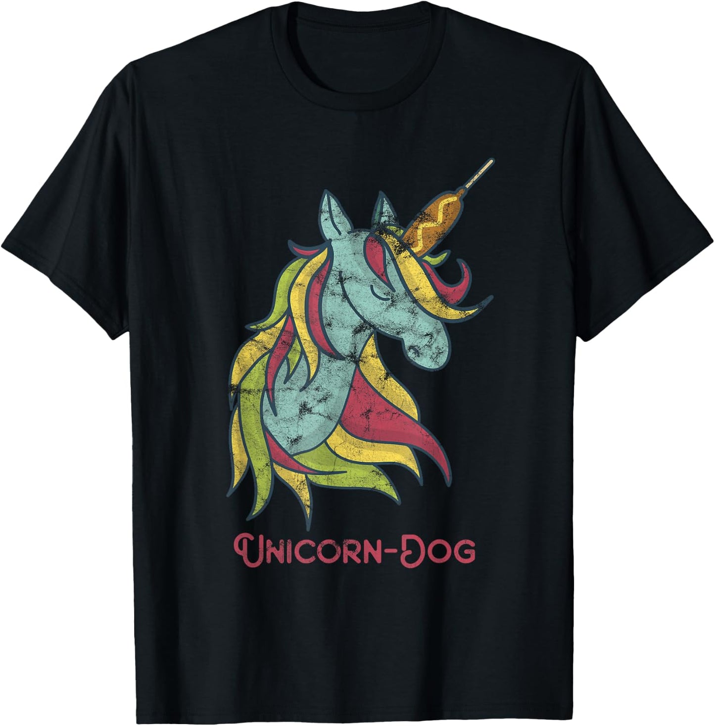 Funny Unicorn-Dog / Unicorn Dog / Unicorn Corn Dog T-Shirt - T-Shirt | Black