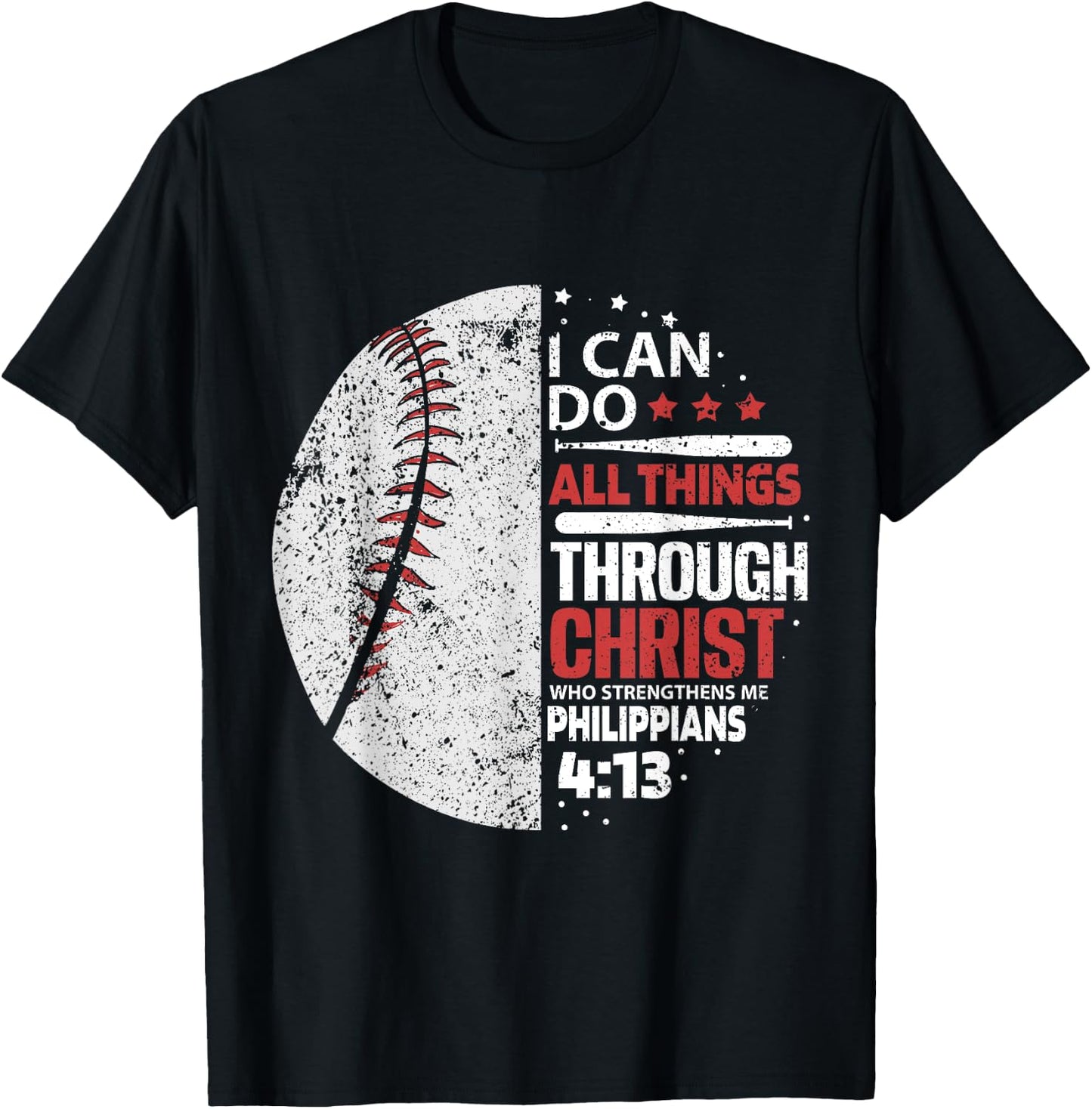 I can do all Things Through Christ - Religous Bible Baseball T-Shirt - T-Shirt | Black