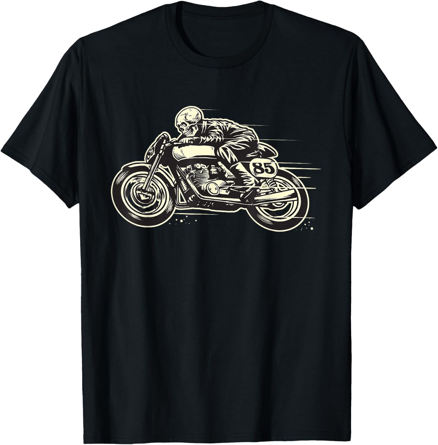 Cafe Racer - Ghost Race Rider - Vintage Motorcycle T-Shirt - T-Shirt | Black