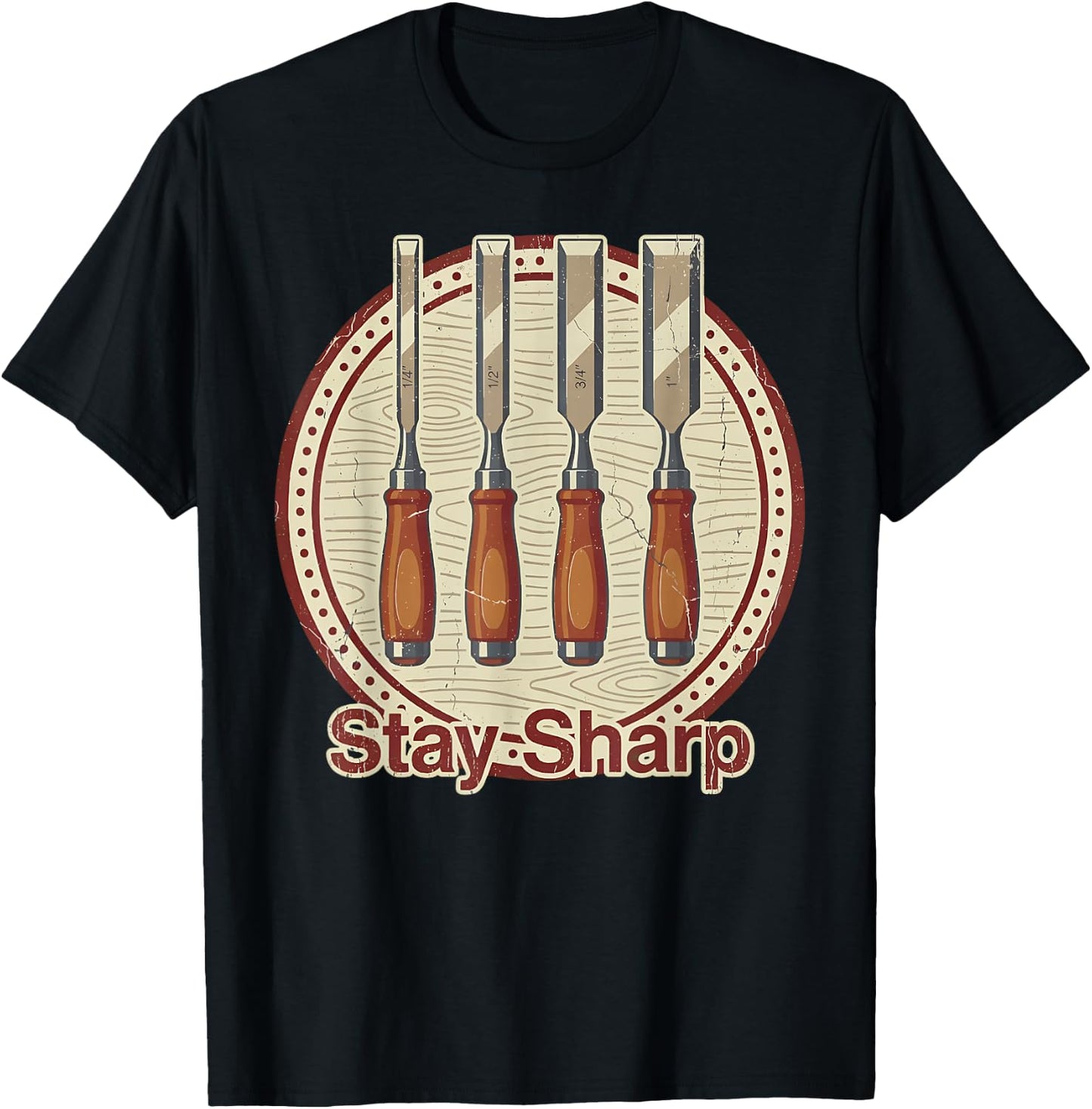 Stay Sharp Woodworking Tools Vintage Carpenter Design T-Shirt - T-Shirt | Black