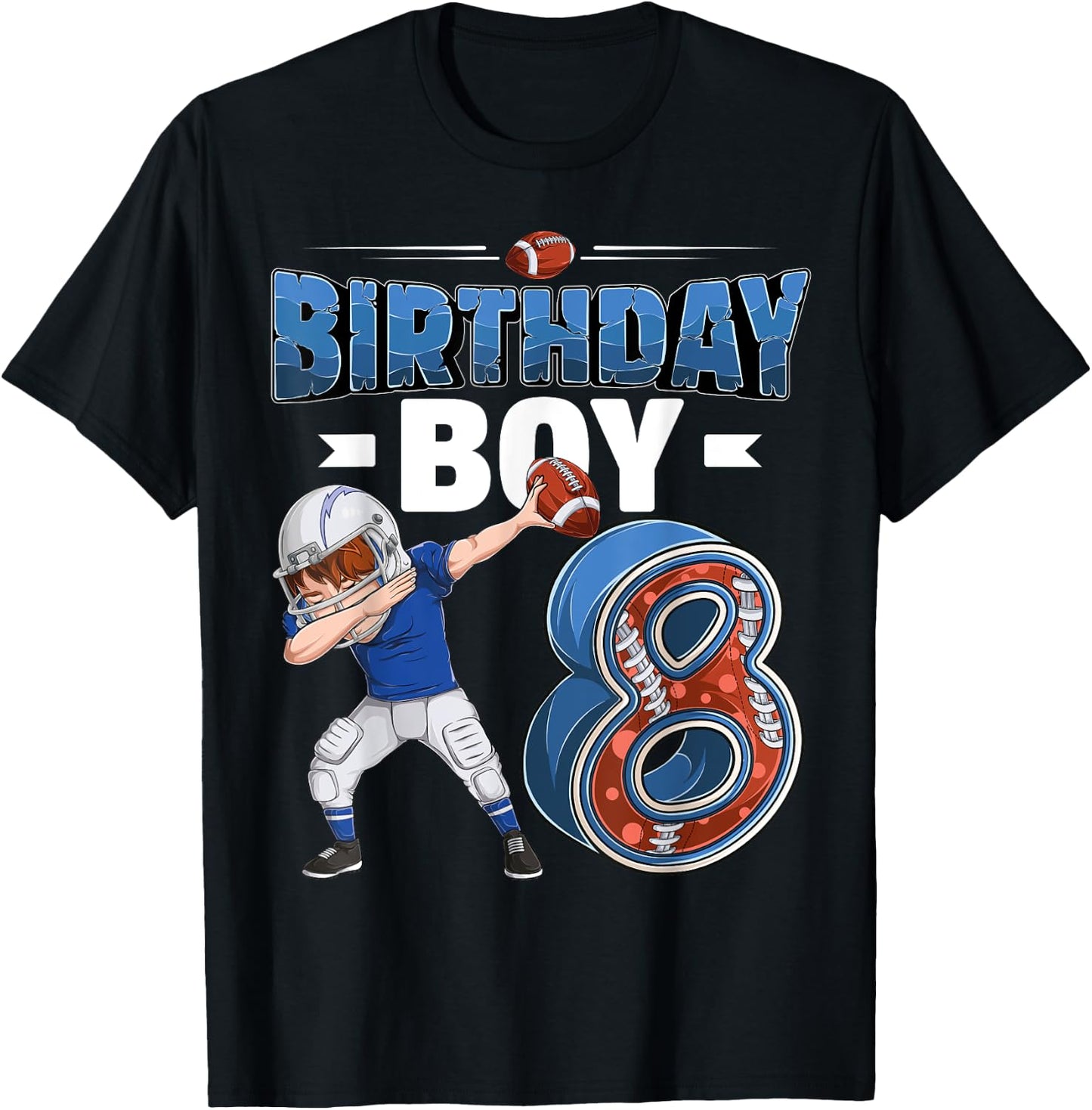 dabbing boy 8 year old American football 8th birthday T-Shirt - T-Shirt | Black