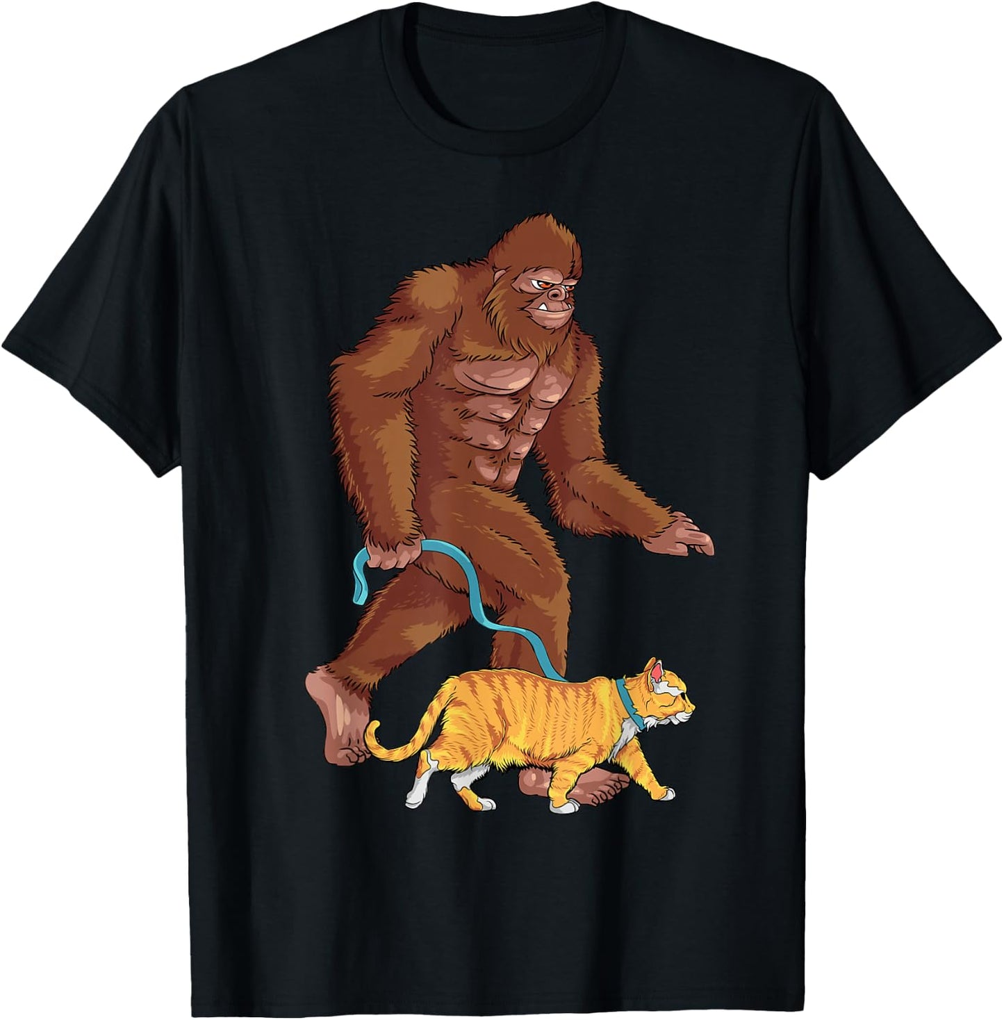 Bigfoot Walk Orange Cat Mom Sasquatch Kitten & Animal Lovers T-Shirt - T-Shirt | Black