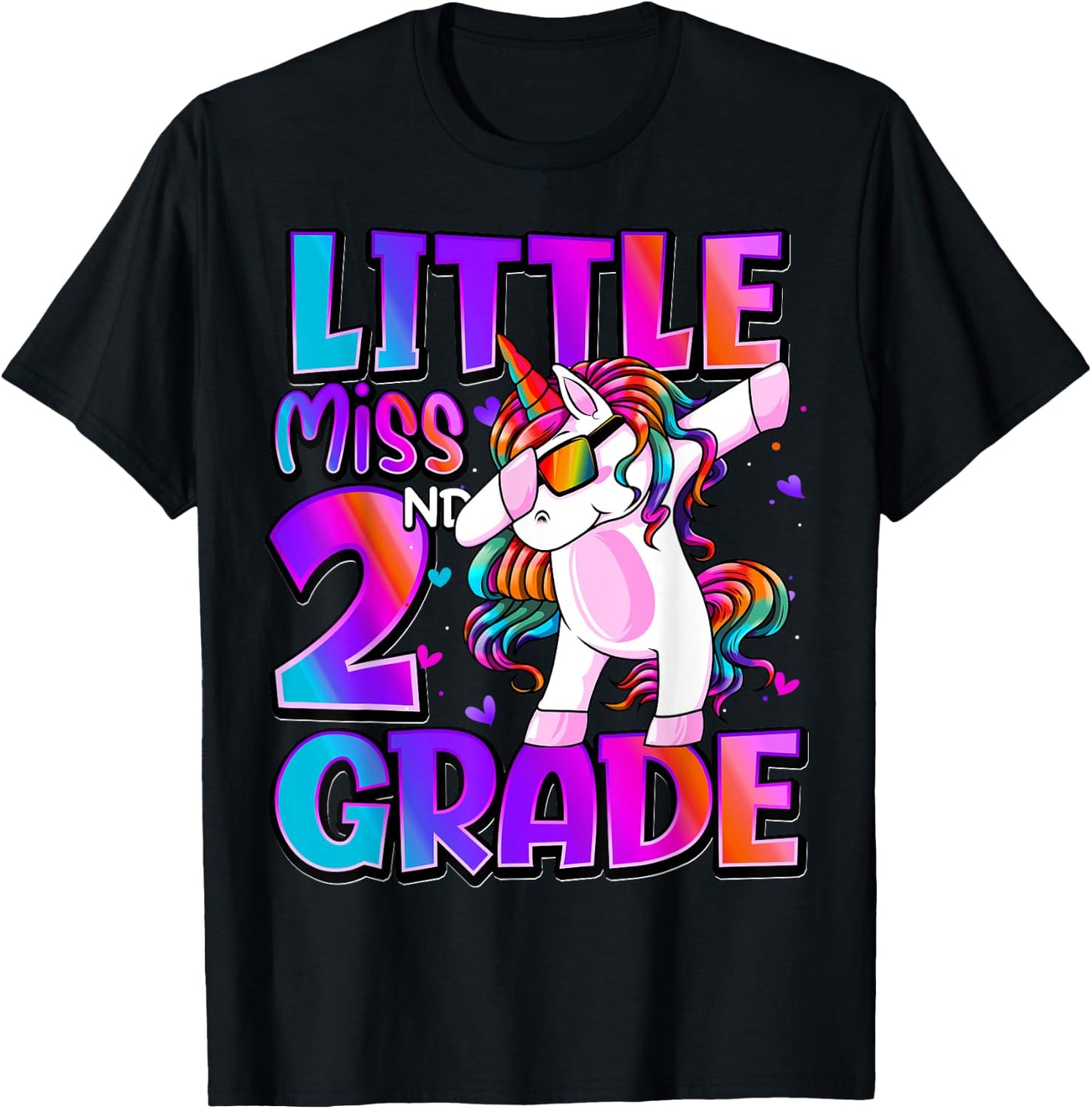 Little Miss 2nd Grade Unicorn Back To School 2nd Grade Girls T-Shirt - T-Shirt | Black