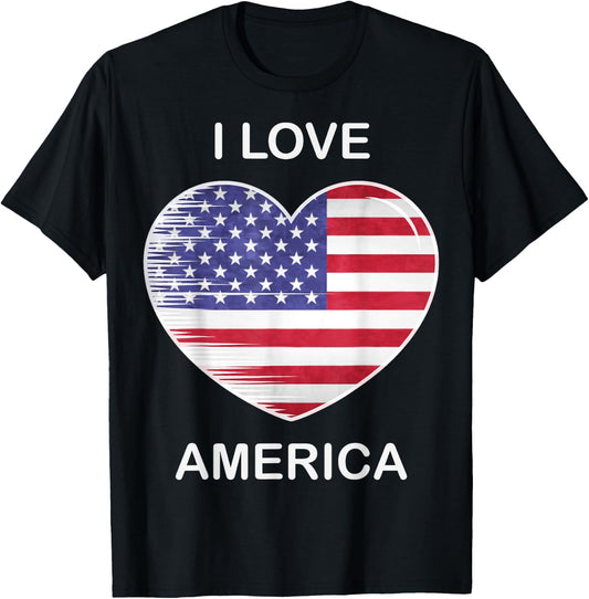 I Love America, My Home, My Country, Heart USA T-Shirt - T-Shirt | Black