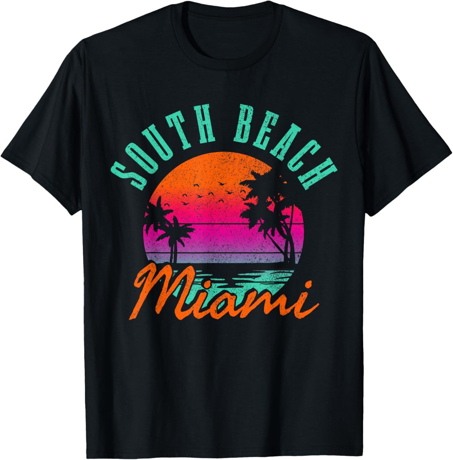 South Beach Miami Retro Florida USA Souvenir Gift T-Shirt - T-Shirt | Black