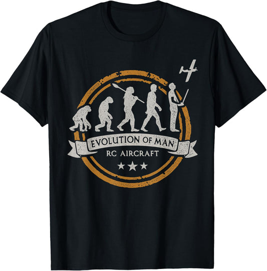 RC Aircraft Evolution of Man Airplane Funny Gift T-Shirt - T-Shirt | Black