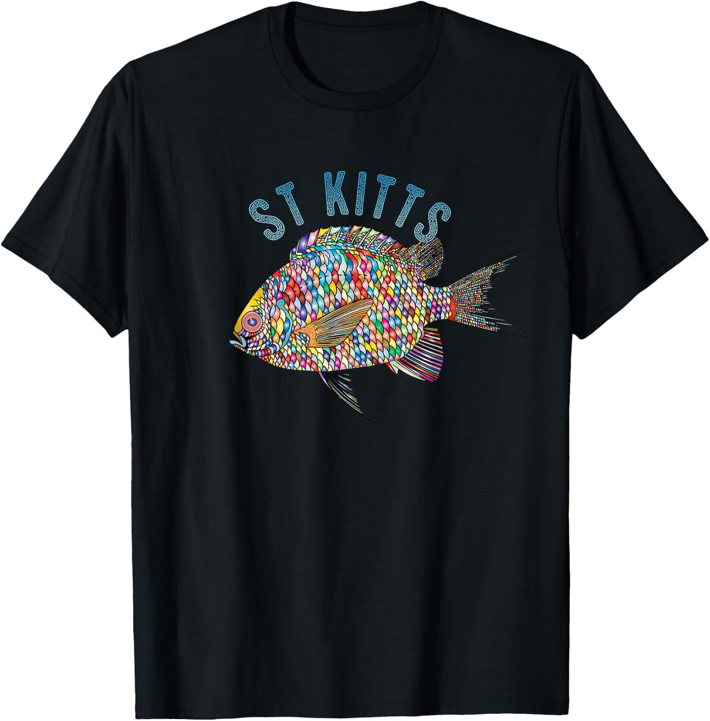 St. Kitts Beach Design / Souvenir Illustration T-Shirt - T-Shirt | Black