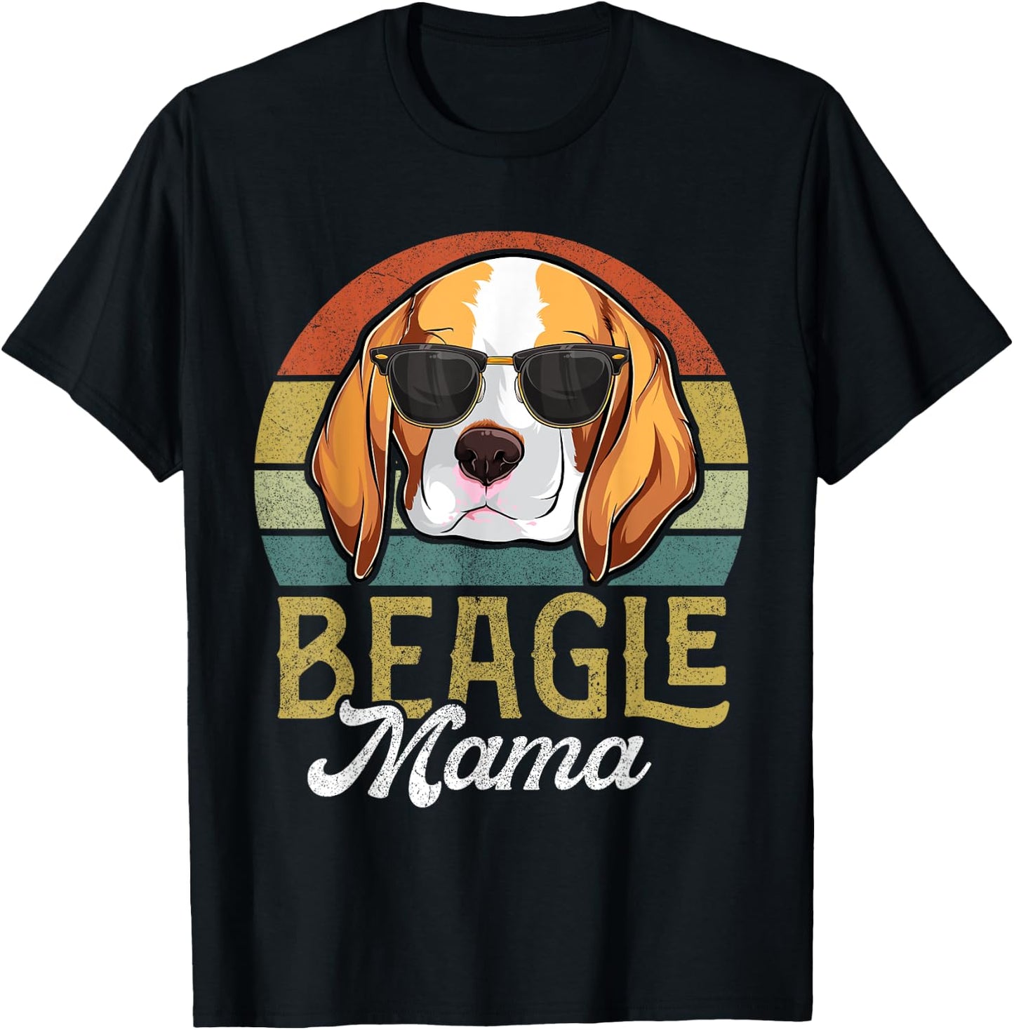 Retro Beagle Mama Shirt Women, Mothers Day Dog Mom T-Shirt - T-Shirt | Black