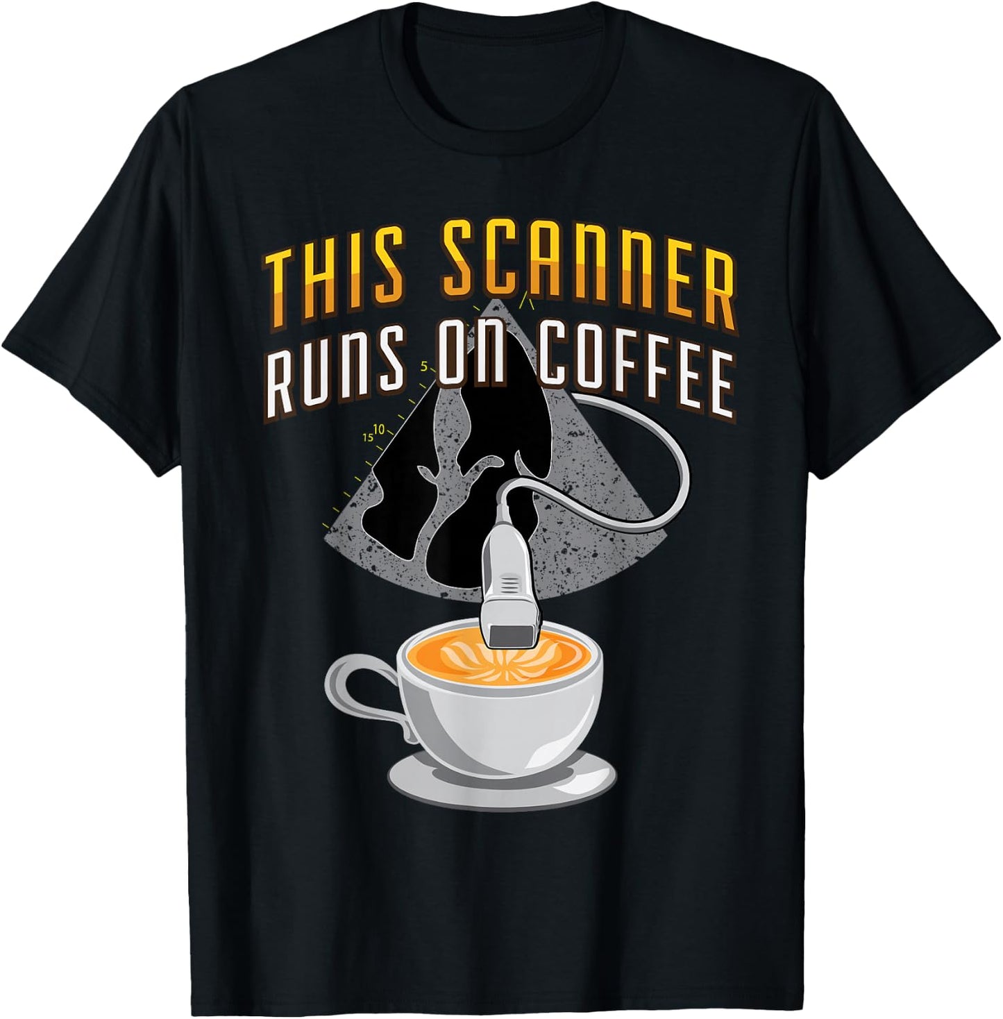 Echocardiography Scanner runs on Coffee T-Shirt - T-Shirt | Black
