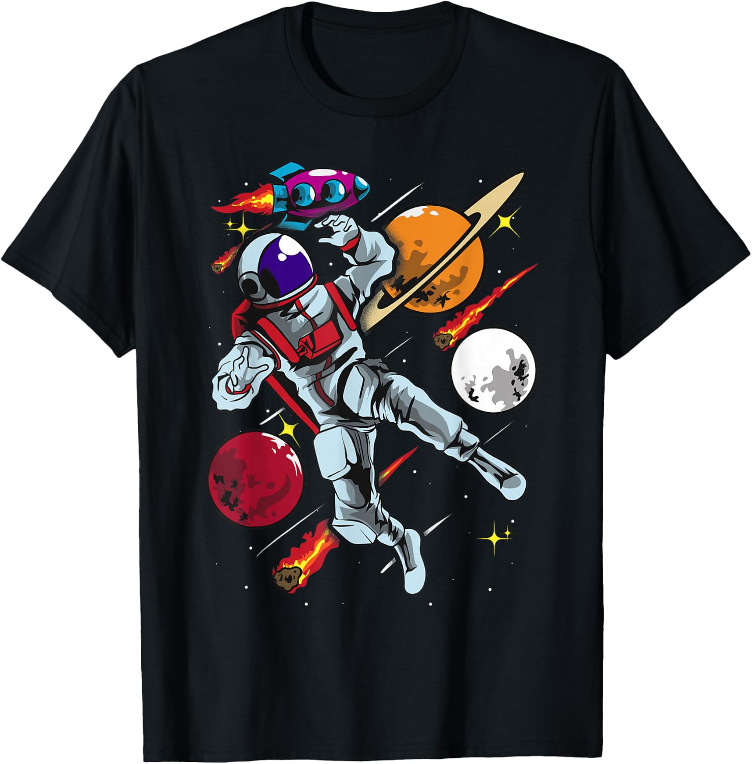 Astronaut Shirt Outer Space Gift Men Women Boys Girls T-Shirt - T-Shirt | Black