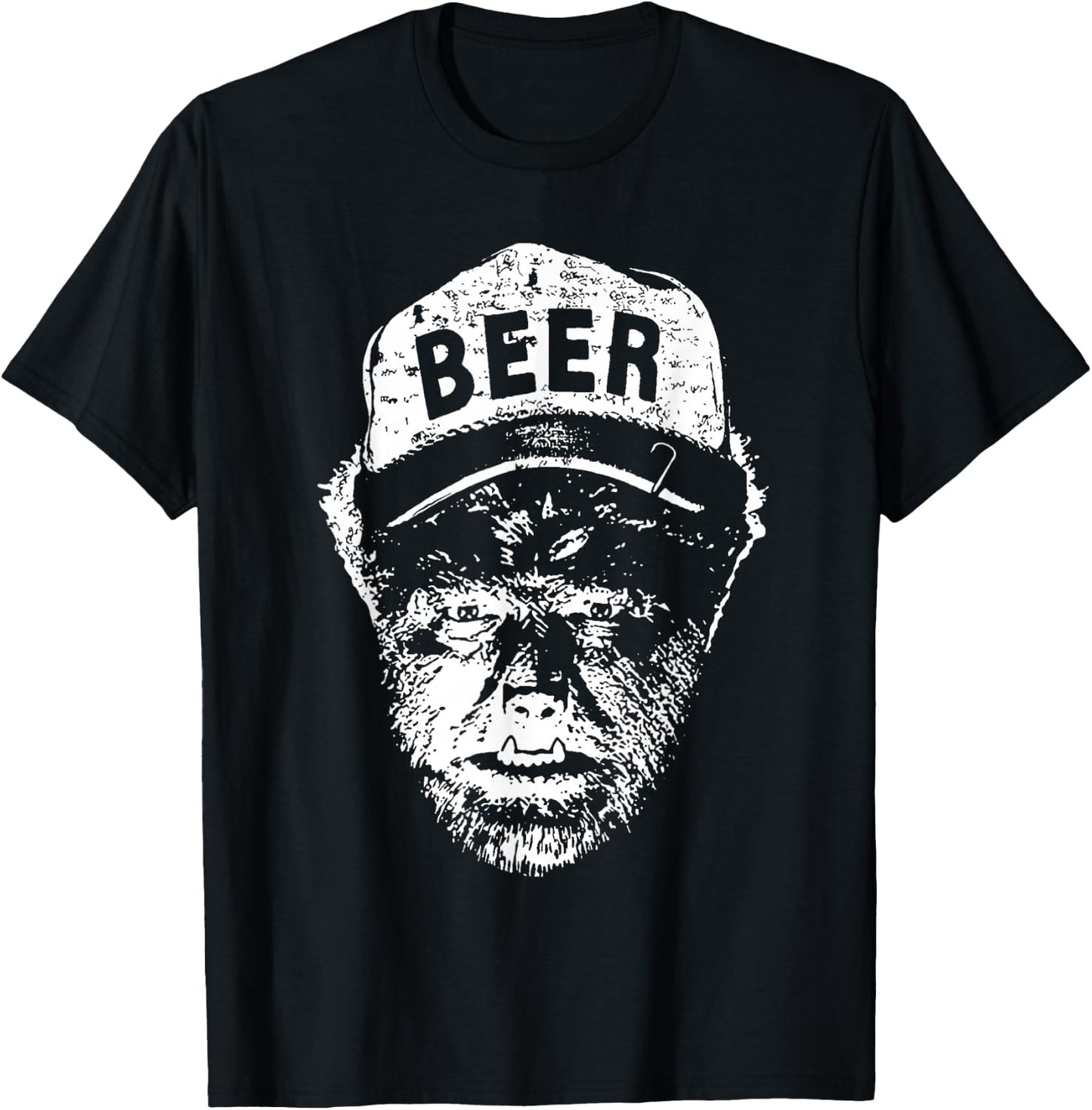Vintage Wolfman Retro Horror Monster Werewolf Drinking Beer T-Shirt - T-Shirt | Black