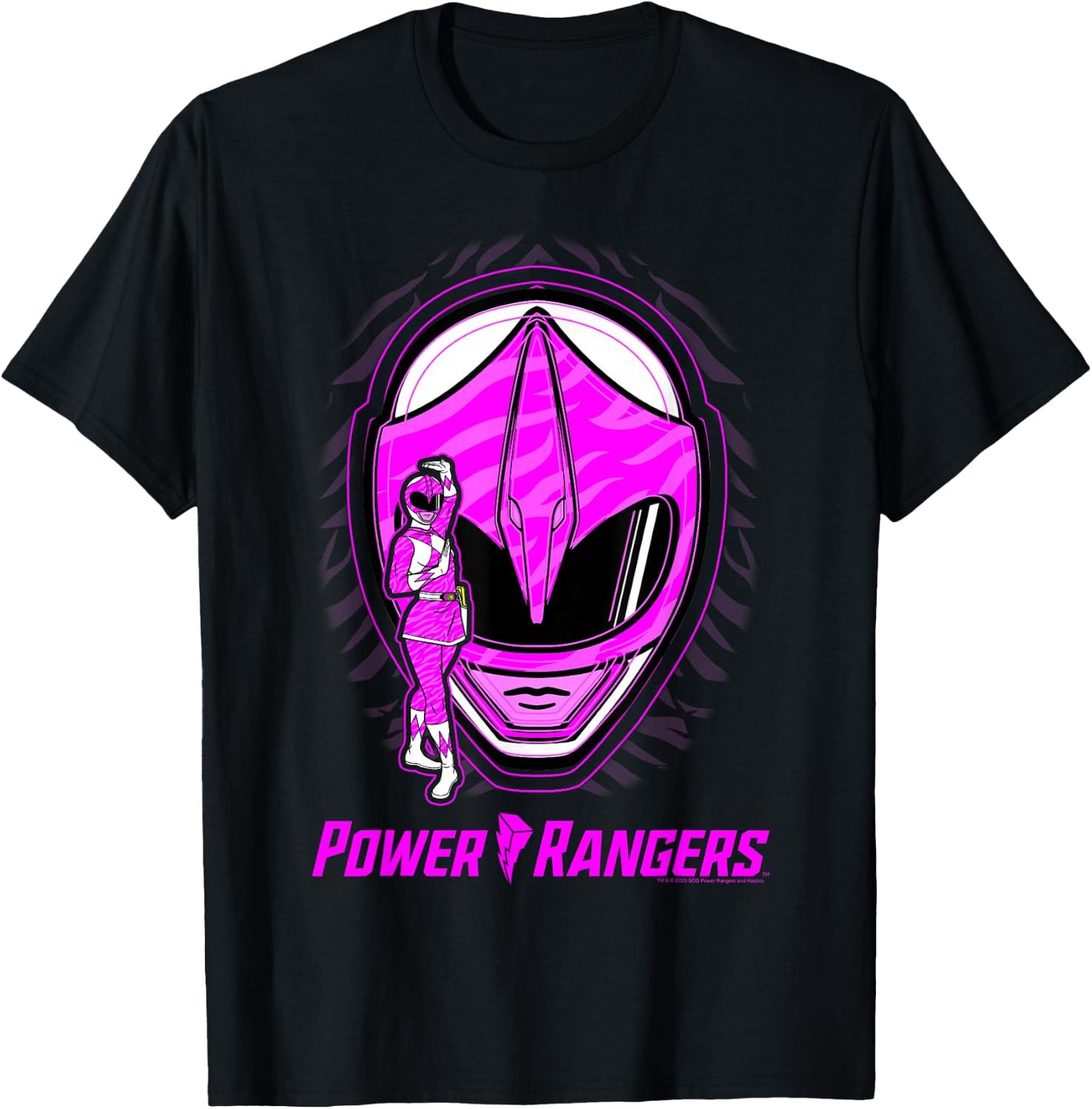 Power Rangers Pink Ranger Icon Fill Helmet Silhouette T-Shirt - T-Shirt | Black
