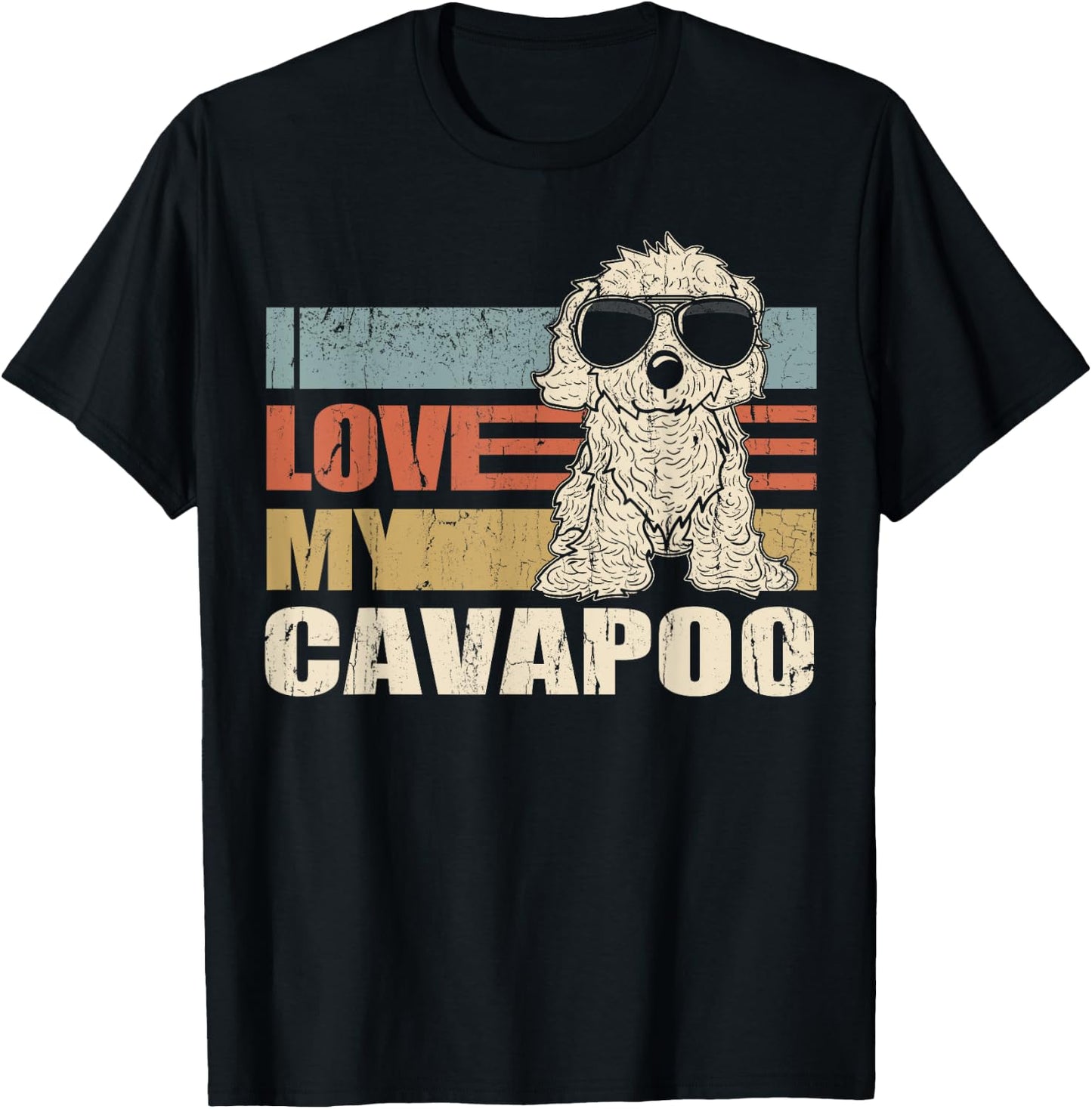 I Love My Cavapoo Cool Dog Vintage Retro Women Girls Kids T-Shirt - T-Shirt | Black