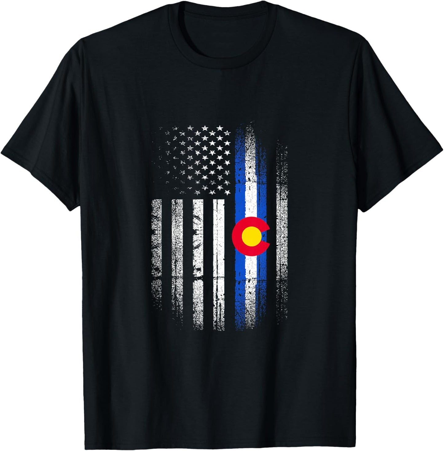 Colorado USA American Flag State Home Pride Patriotic T-Shirt - T-Shirt | Black