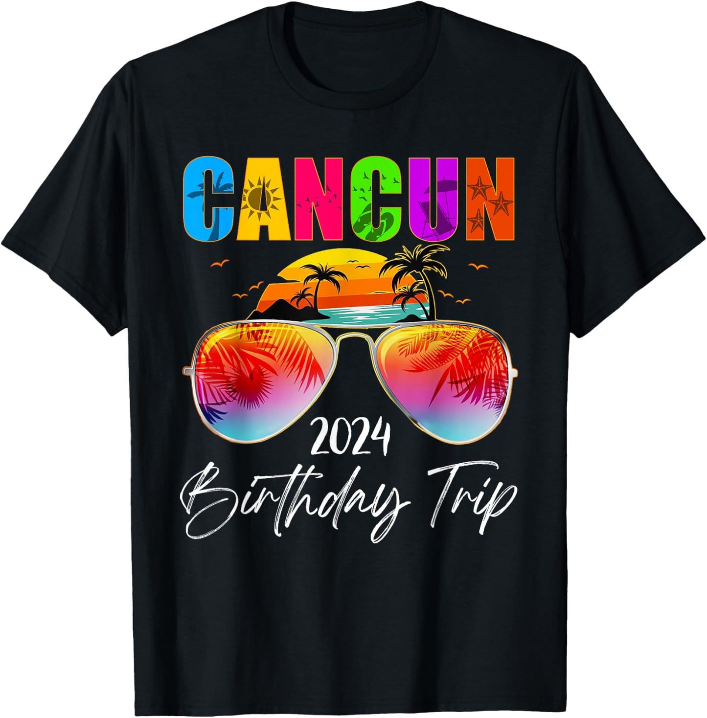 Birthday Trip Cancun Mexico 2024 Summer Vacation Matching Men Women Kids T-Shirt - T-Shirt | Black