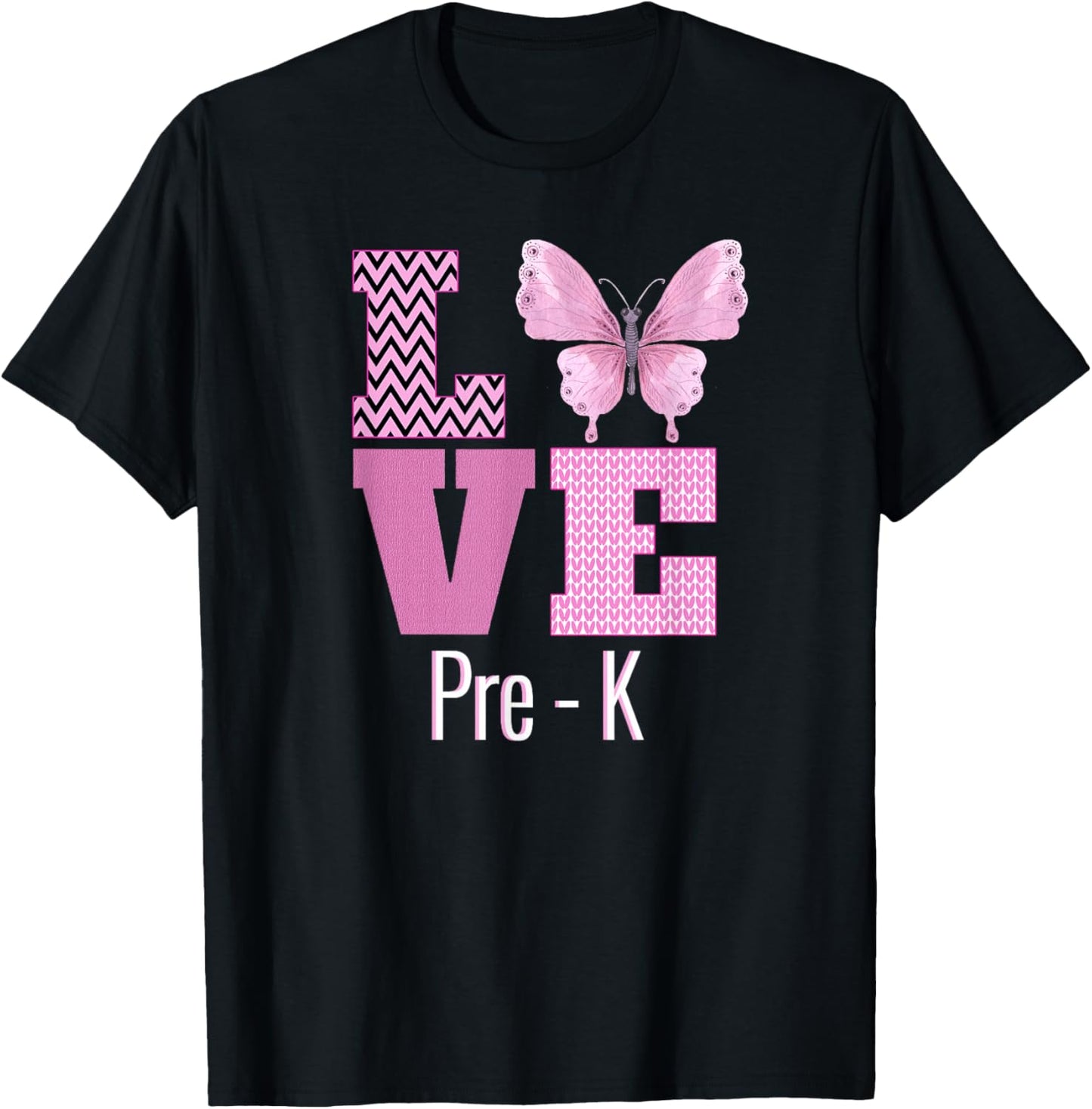 Love Pre-K Purple Butterfly Pre-K Teacher Back To School Women Kids T-Shirt - T-Shirt | Black