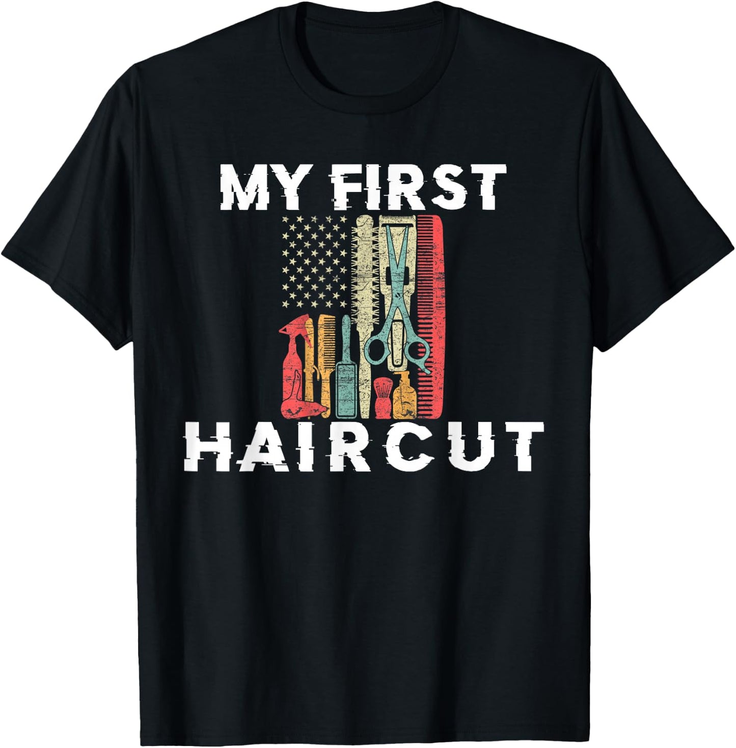 This Is My First Haircut Barber Barbershop Kids Boys Hair T-Shirt - T-Shirt | Black