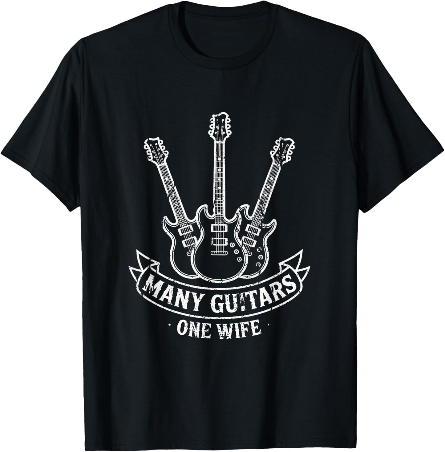 Funny Many Guitars One Wife Married Guitarist T-Shirt - T-Shirt | Black