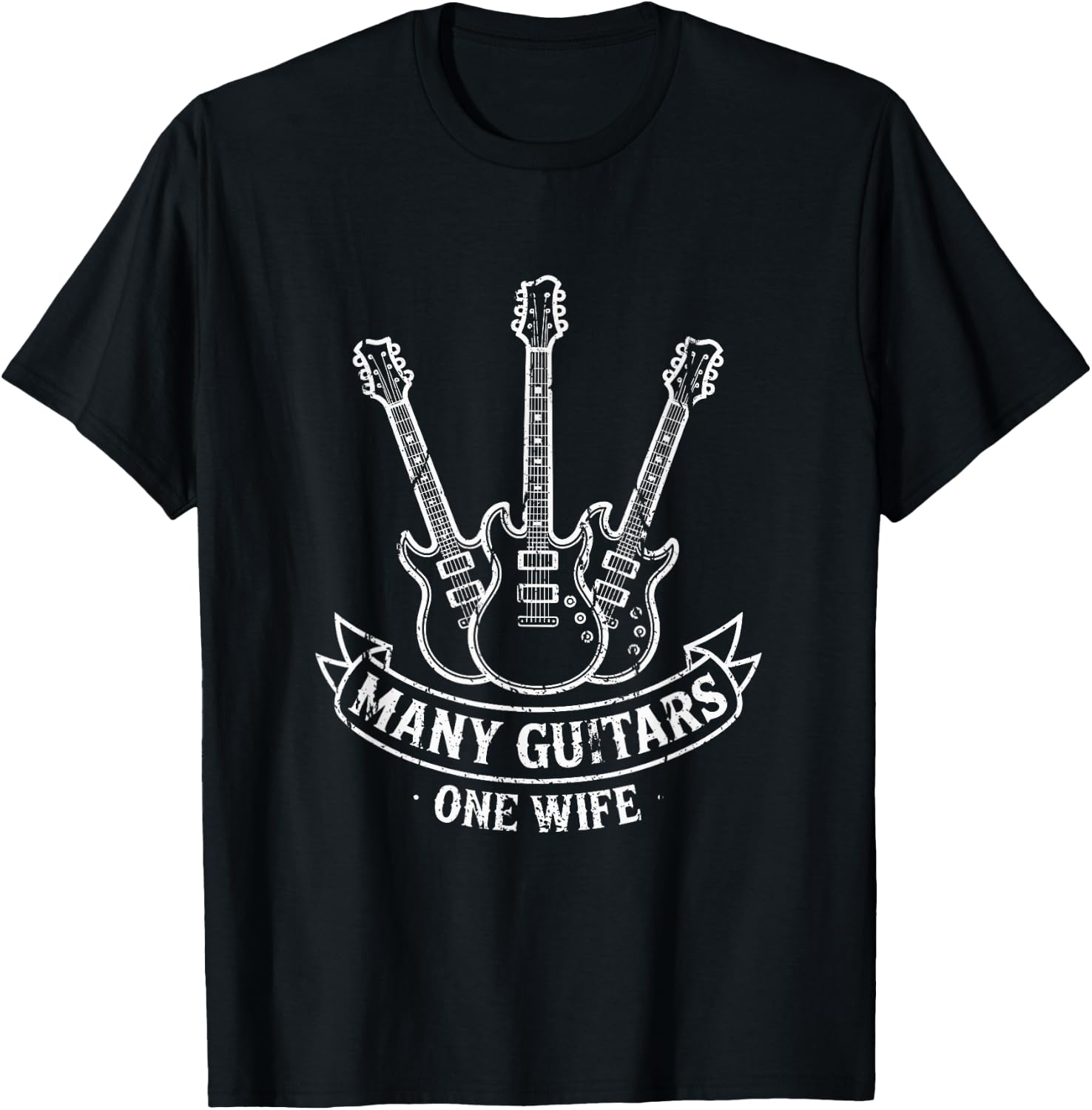 Funny Many Guitars One Wife Married Guitarist T-Shirt - T-Shirt | Black