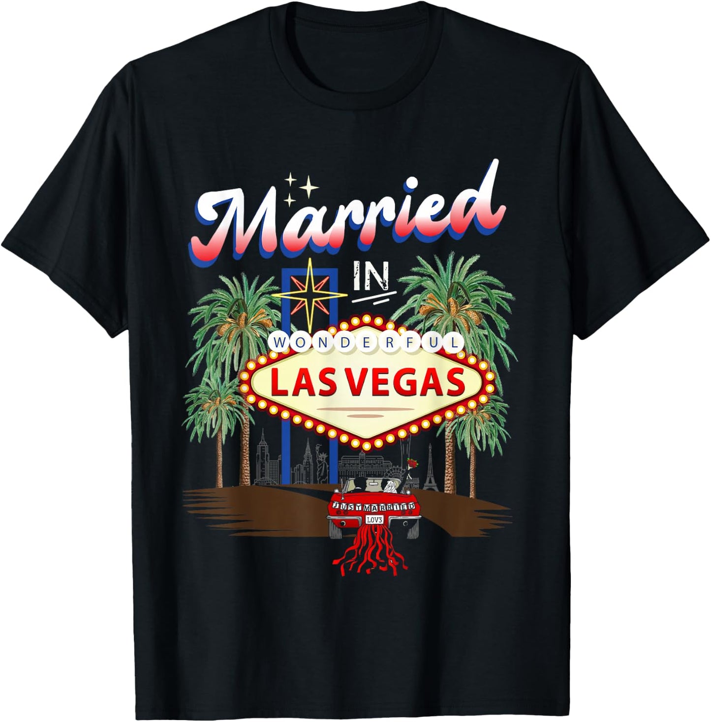 Married in Wonderful Las Vegas 2023 Wedding Party Matching T-Shirt - T-Shirt | Black