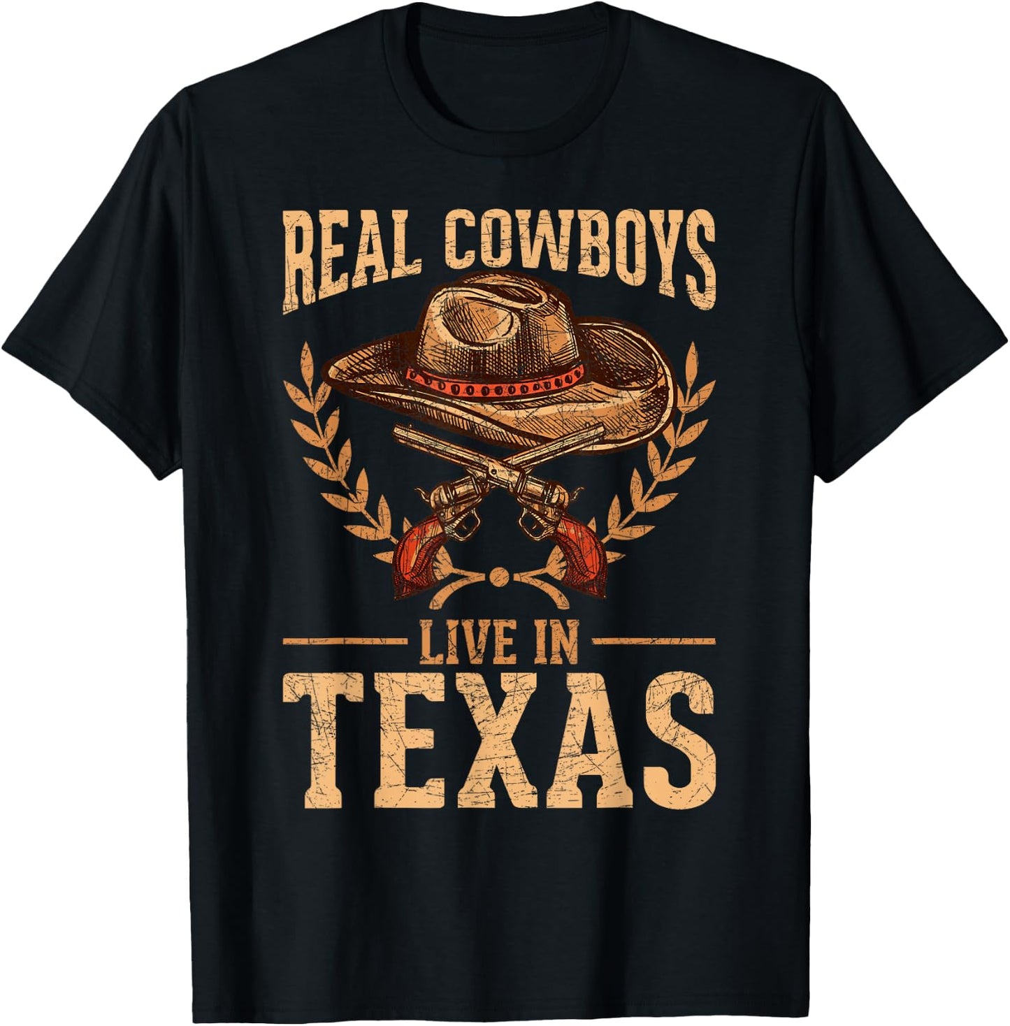 US State Texas Flag Patriotic Texan Cowboy Hat USA Texas T-Shirt - T-Shirt | Black