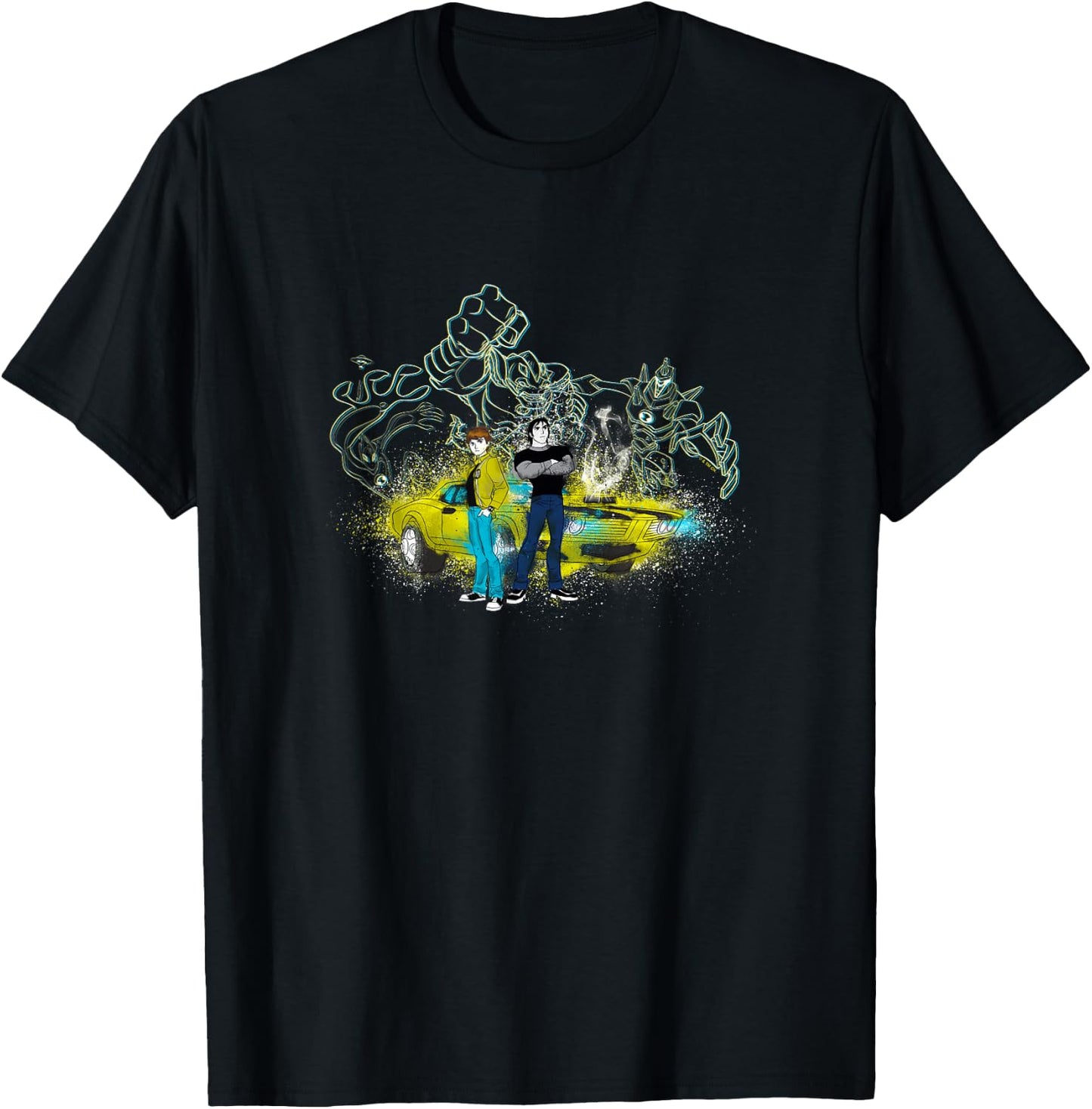 Ben 10: Alien Force Ben & Kevin Spray Painted Car Retro Shot T-Shirt - T-Shirt | Black