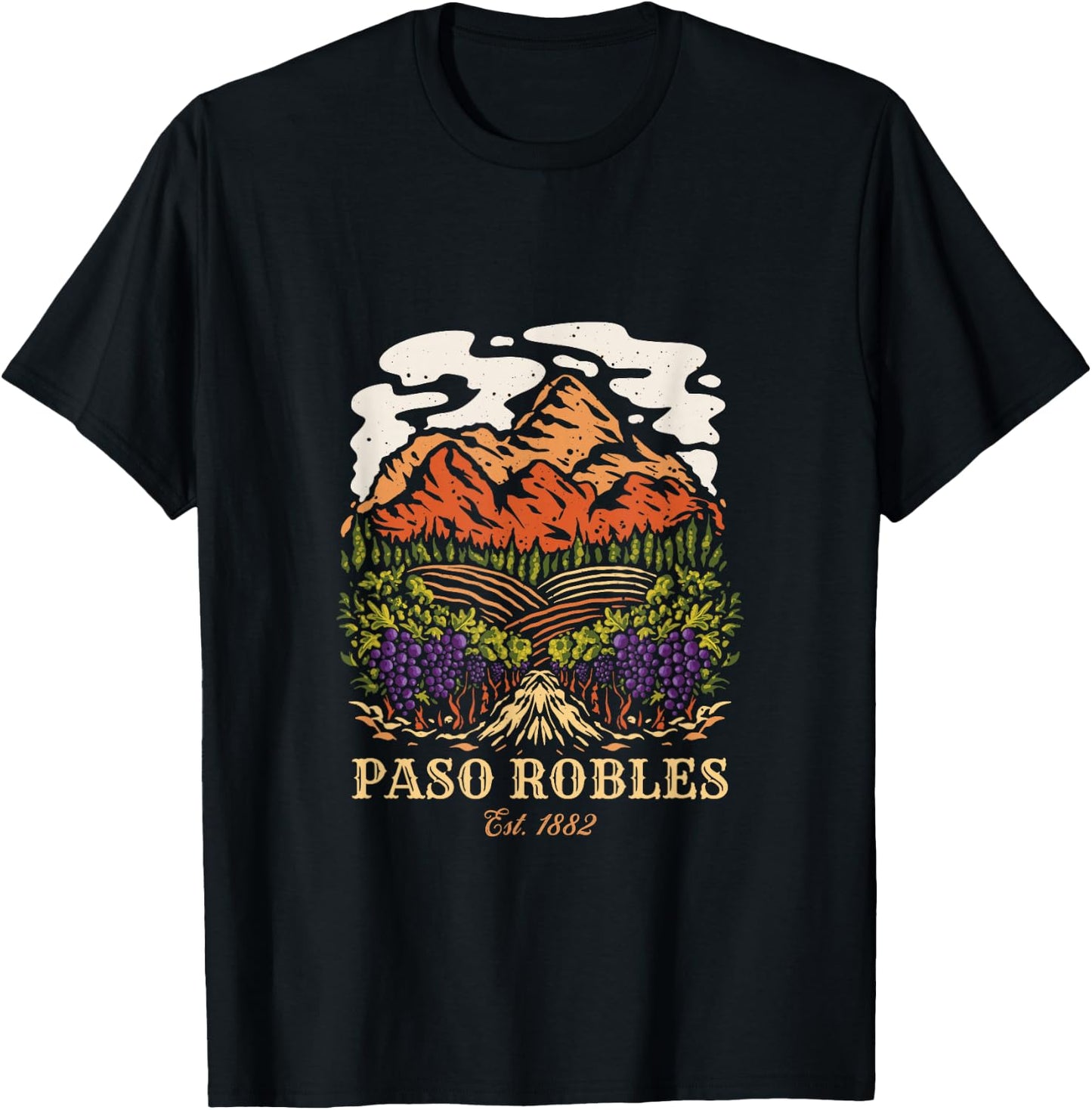 Paso Robles Vineyard California Winery Wine Lover T-Shirt - T-Shirt | Black