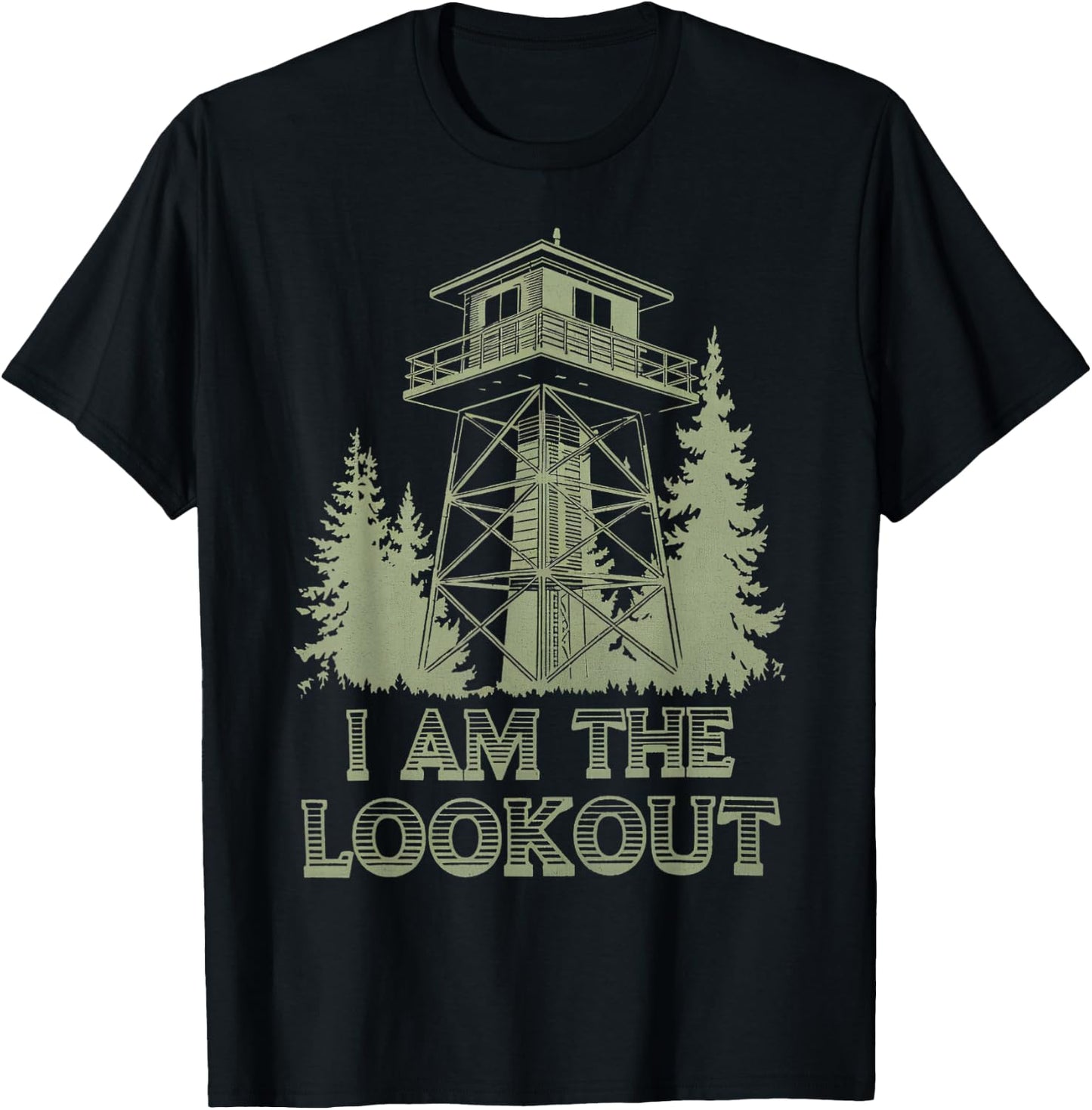 Fire Lookout Tower Vintage Forest Park Nature Ranger T-Shirt - T-Shirt | Black