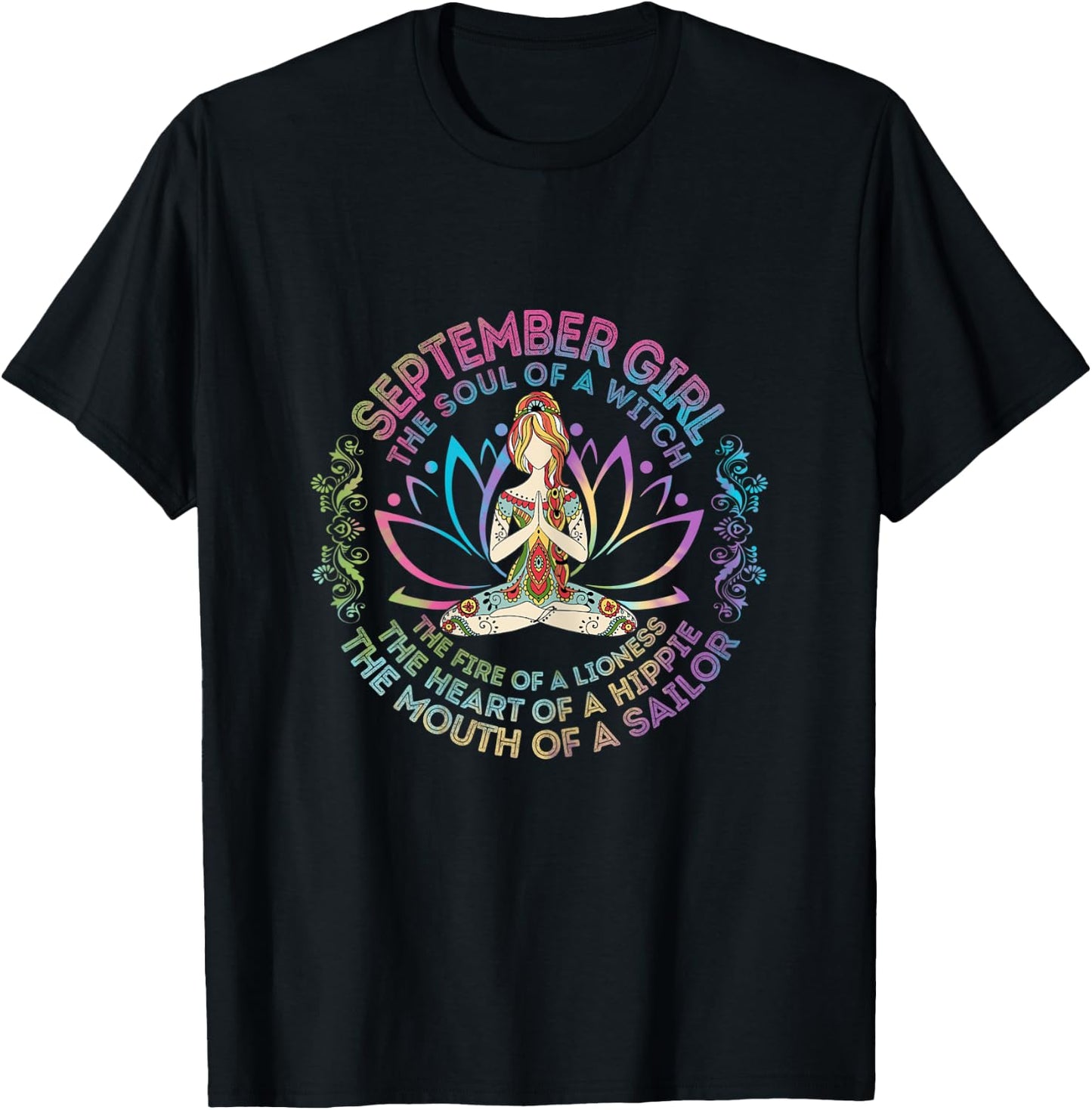 September Girl The Soul Of A Witch Birthday Hippie Soul T-Shirt - T-Shirt | Black