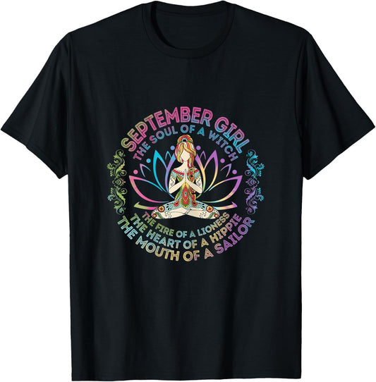 September Girl The Soul Of A Witch Birthday Hippie Soul T-Shirt - T-Shirt | Black