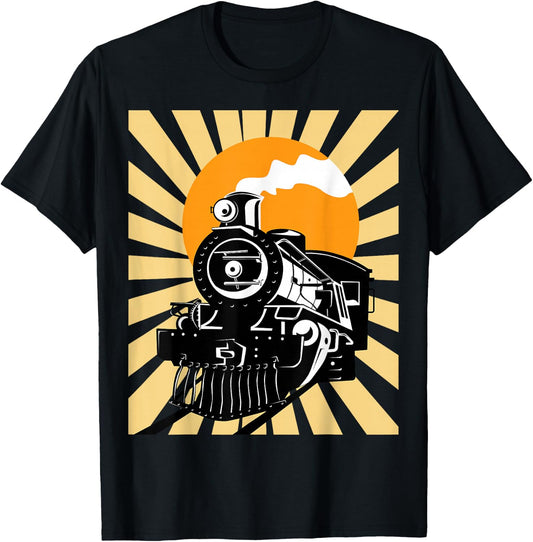 Vintage Train Shirt - Steam Locomotive T-Shirt - T-Shirt | Black